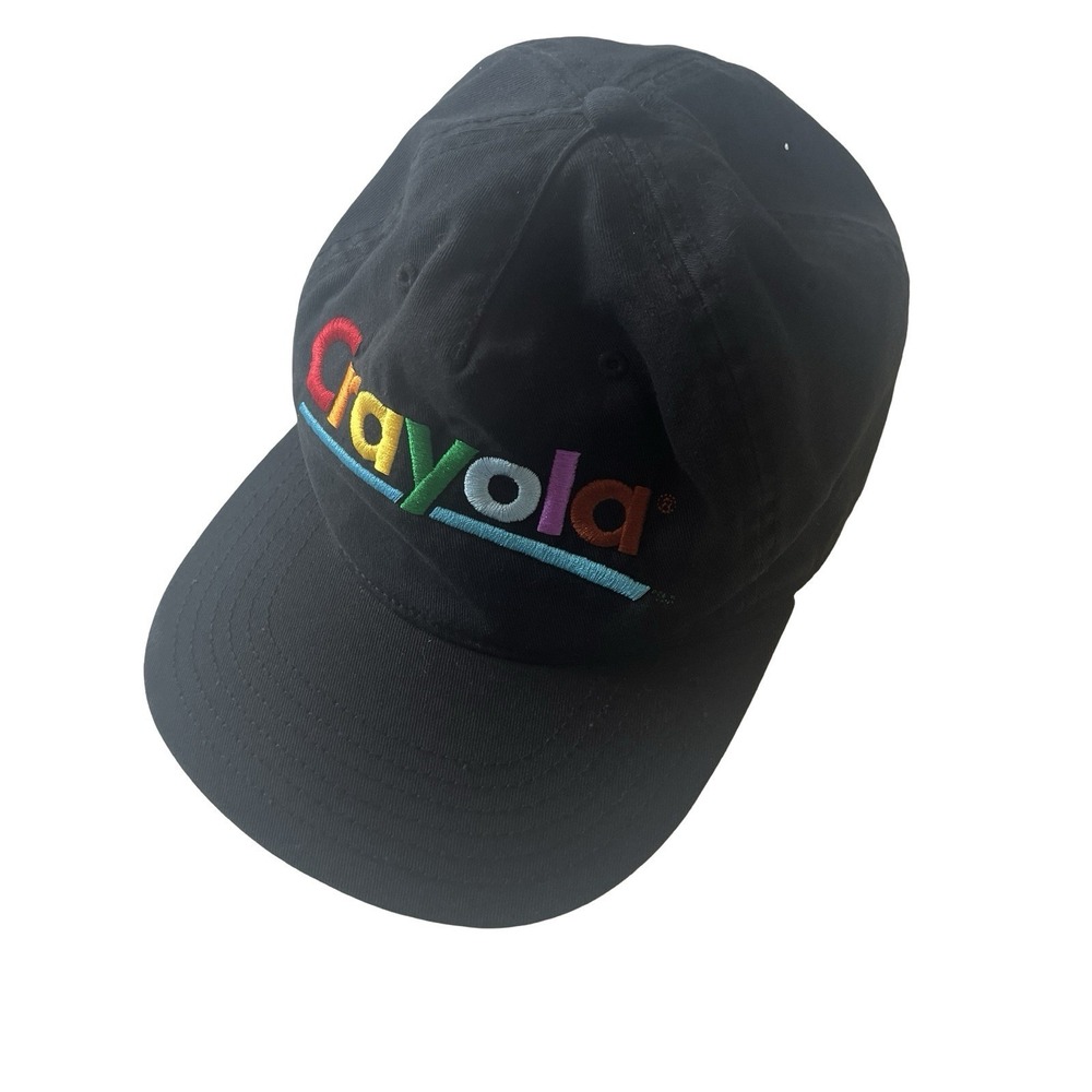 Crayola Baseball Hat Rainbow Logo Embroidered Black Spellout 100% Cotton Retro